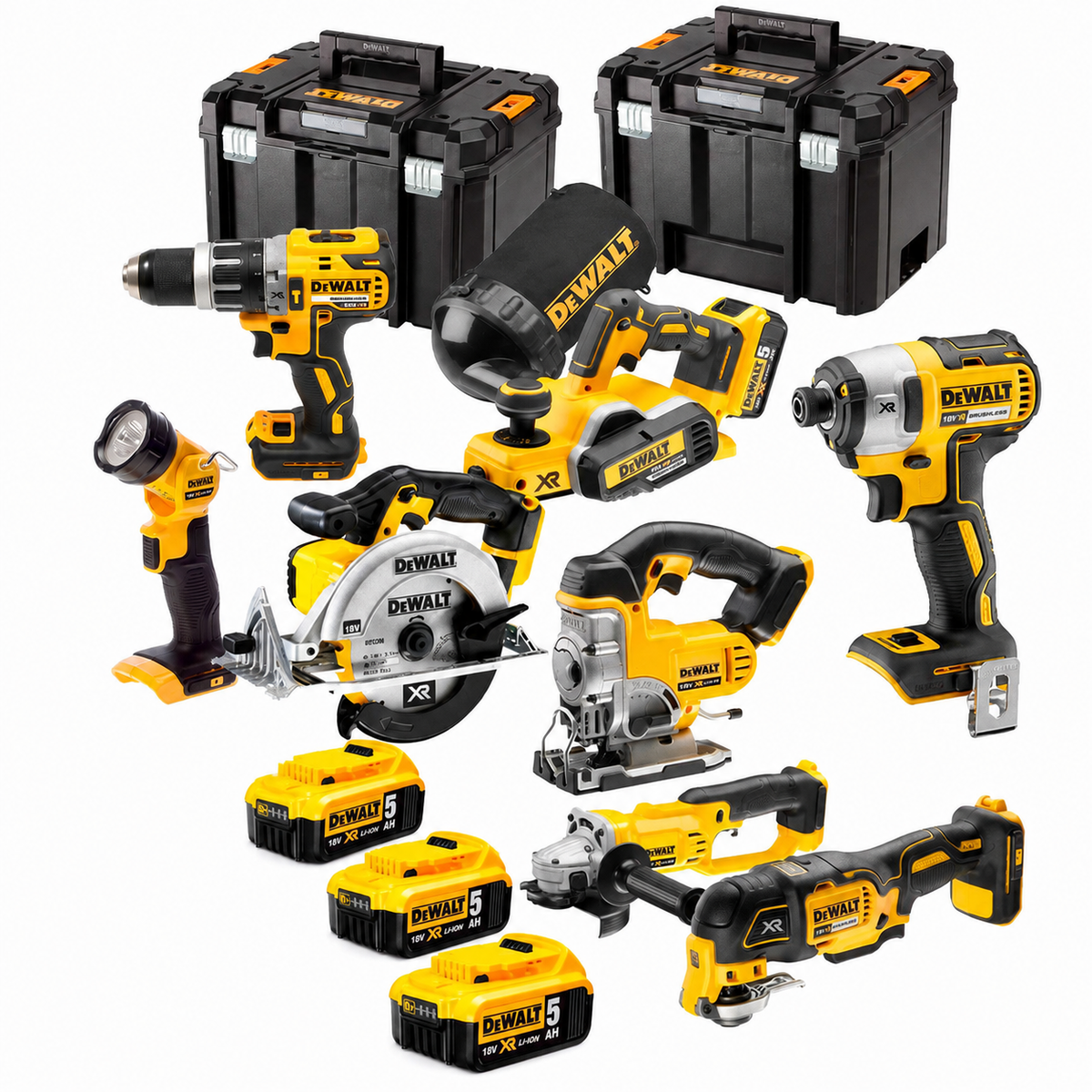 DeWalt TDKIT8 XR 18V 8-Piece Kit with 3× 5.0Ah Batteries